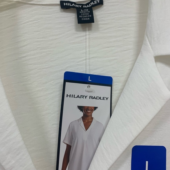 Hilary Radley Ivory White Women’s Short Sleeve Blouse NWT Size L - Picture 2 of 8